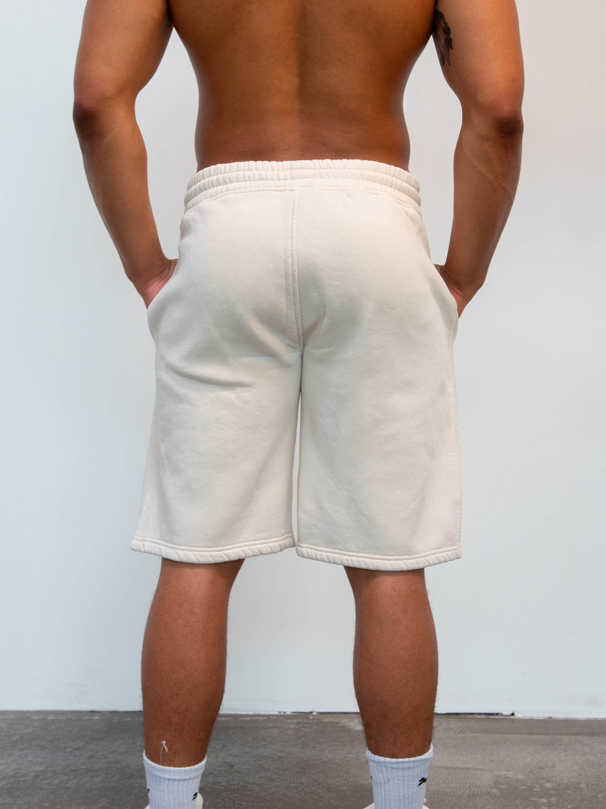 Back view of blank shorts