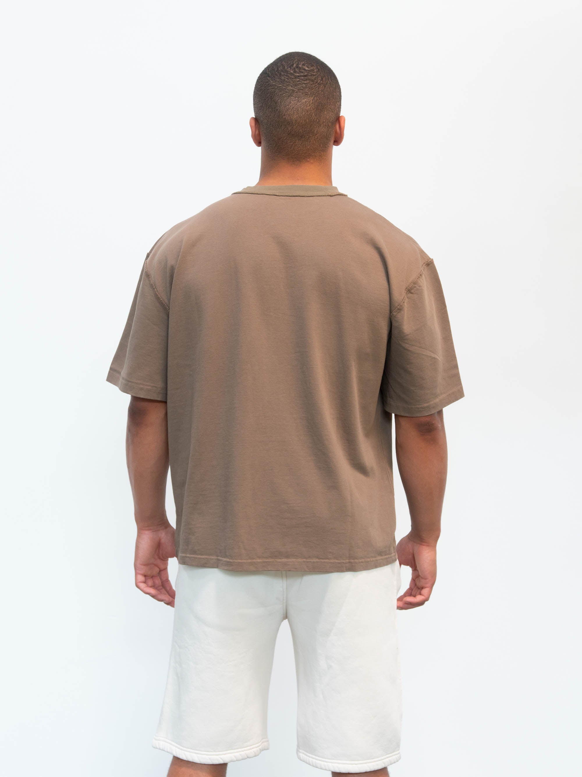 Back view of brown blank tshirt