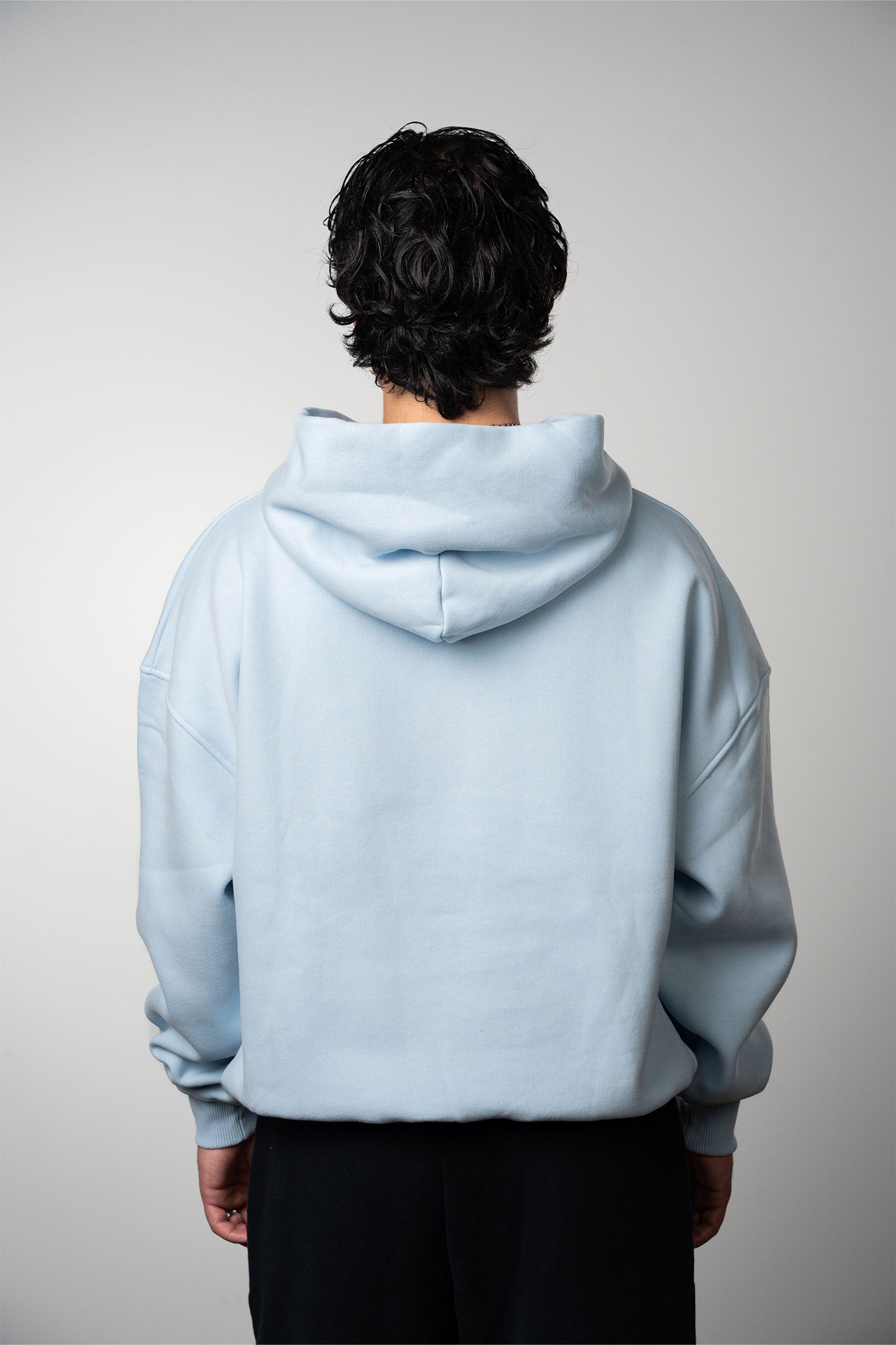 Customizable baby blue Blank hoodie for clothing brands