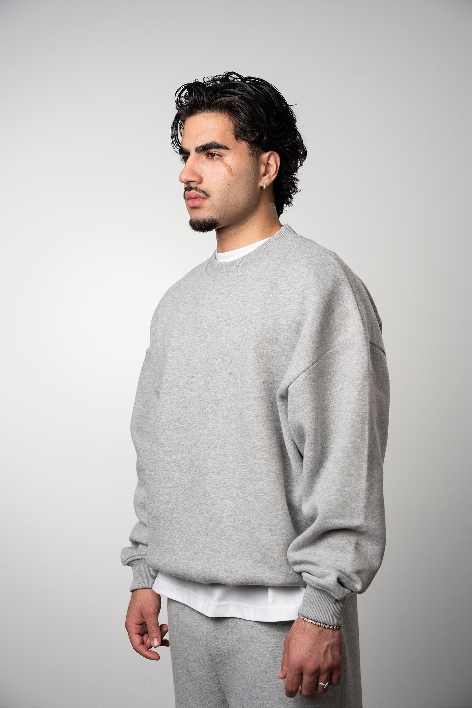Melange grey Blank sweater made in Europe - customizable with custom designs