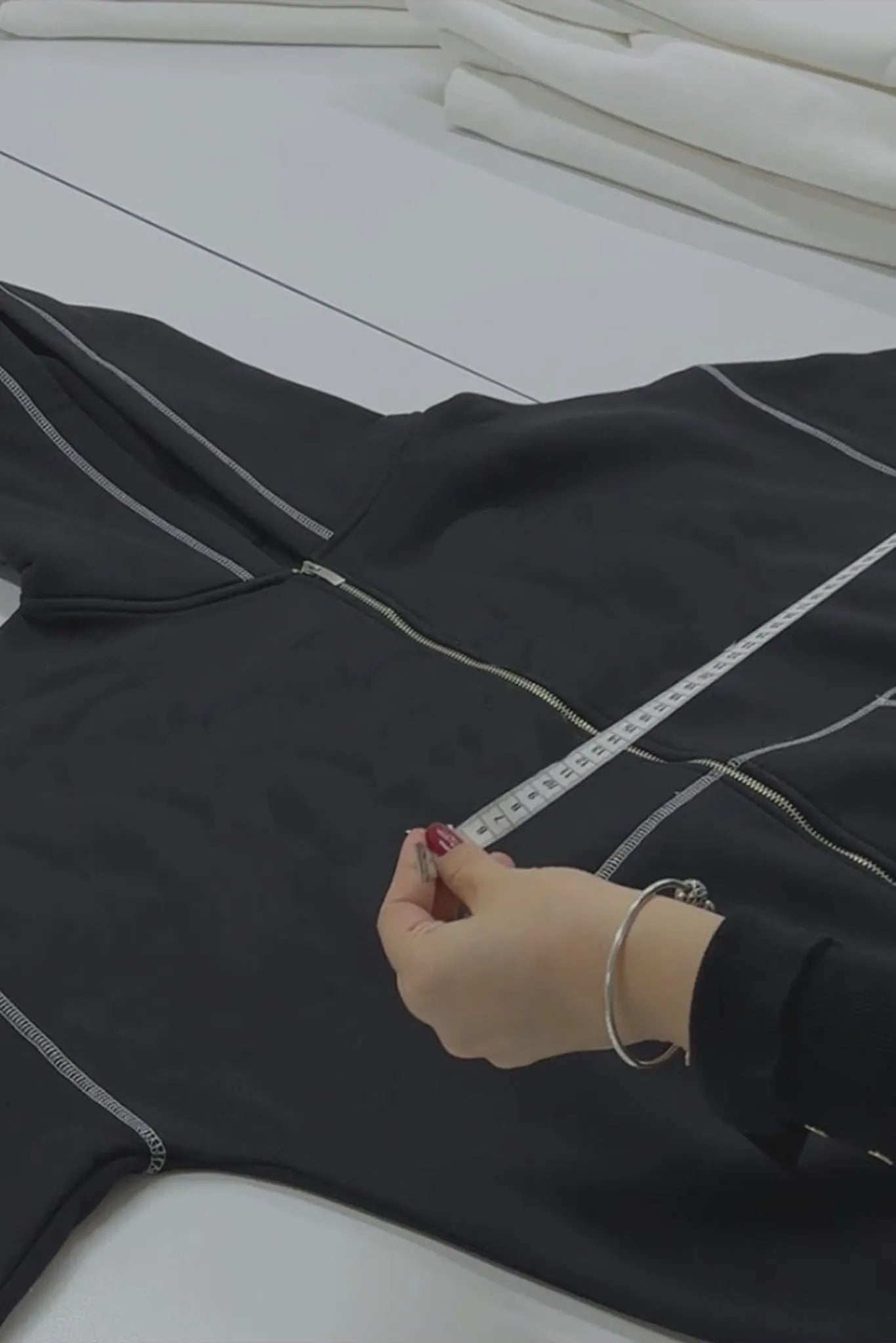 Custom created zipper on a table in a manufacturing factory in Turkey