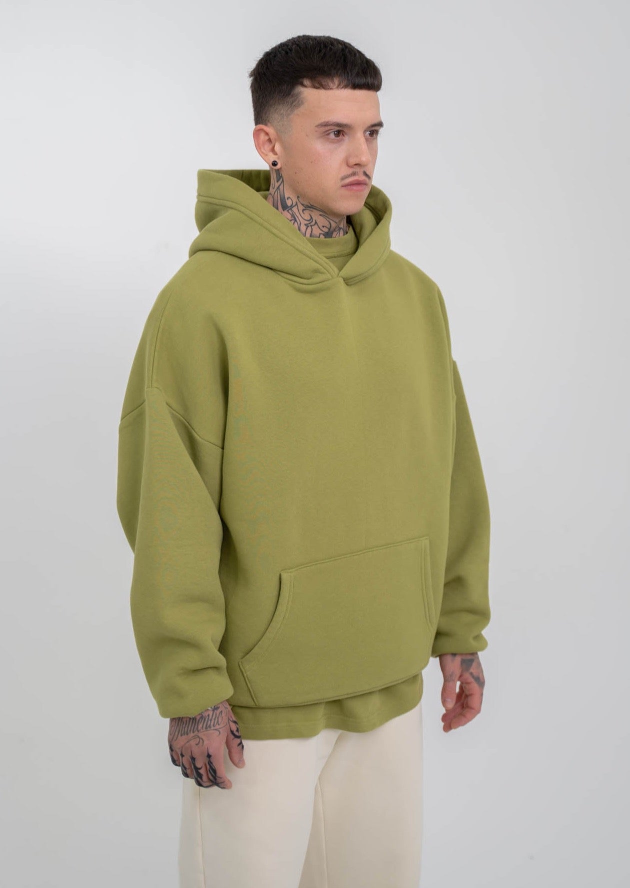 Green blank hoodie with oversized fit