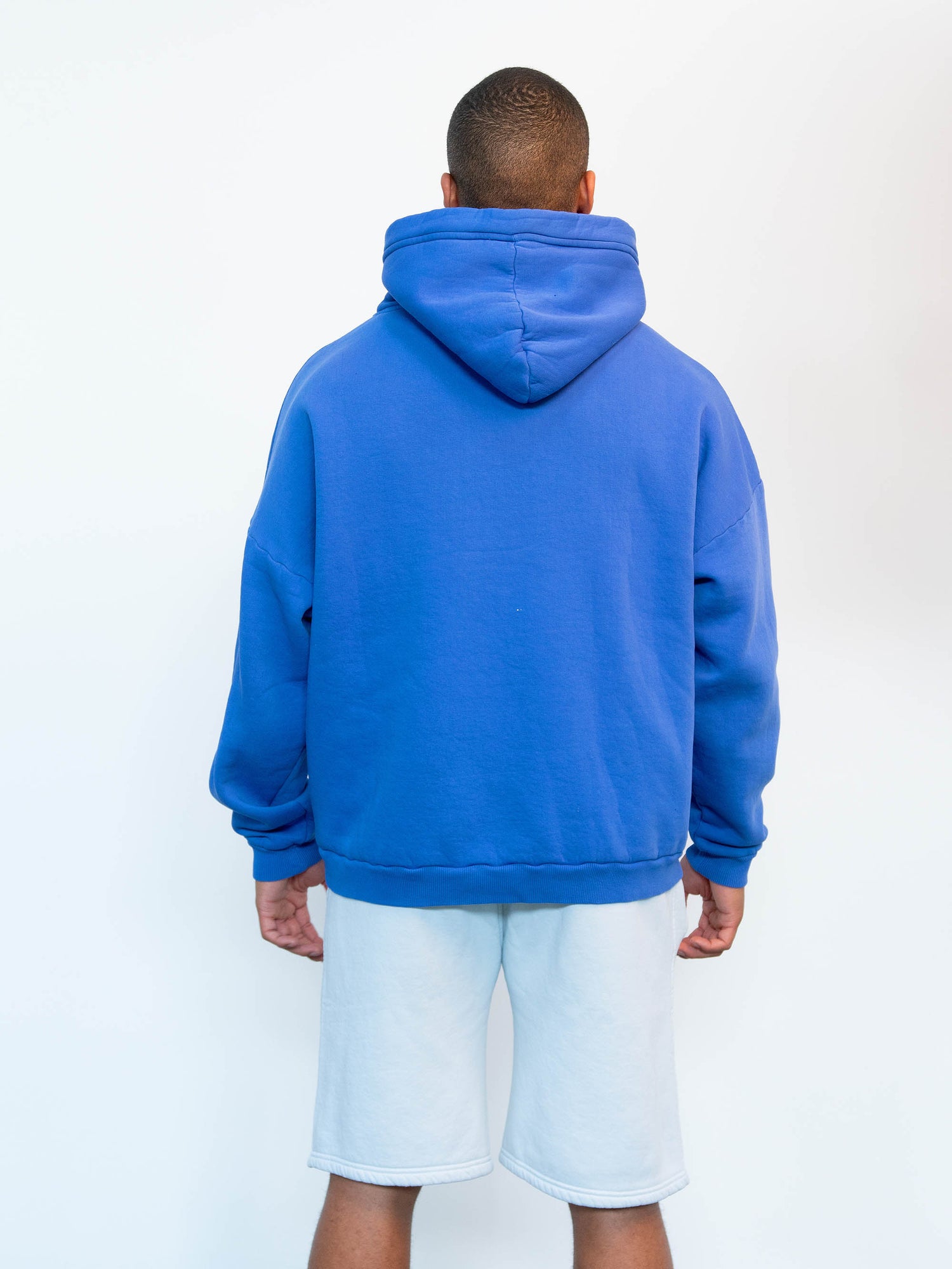 Streetwear Blank HOODIE WASHED COBALT BLUE LEMUTA