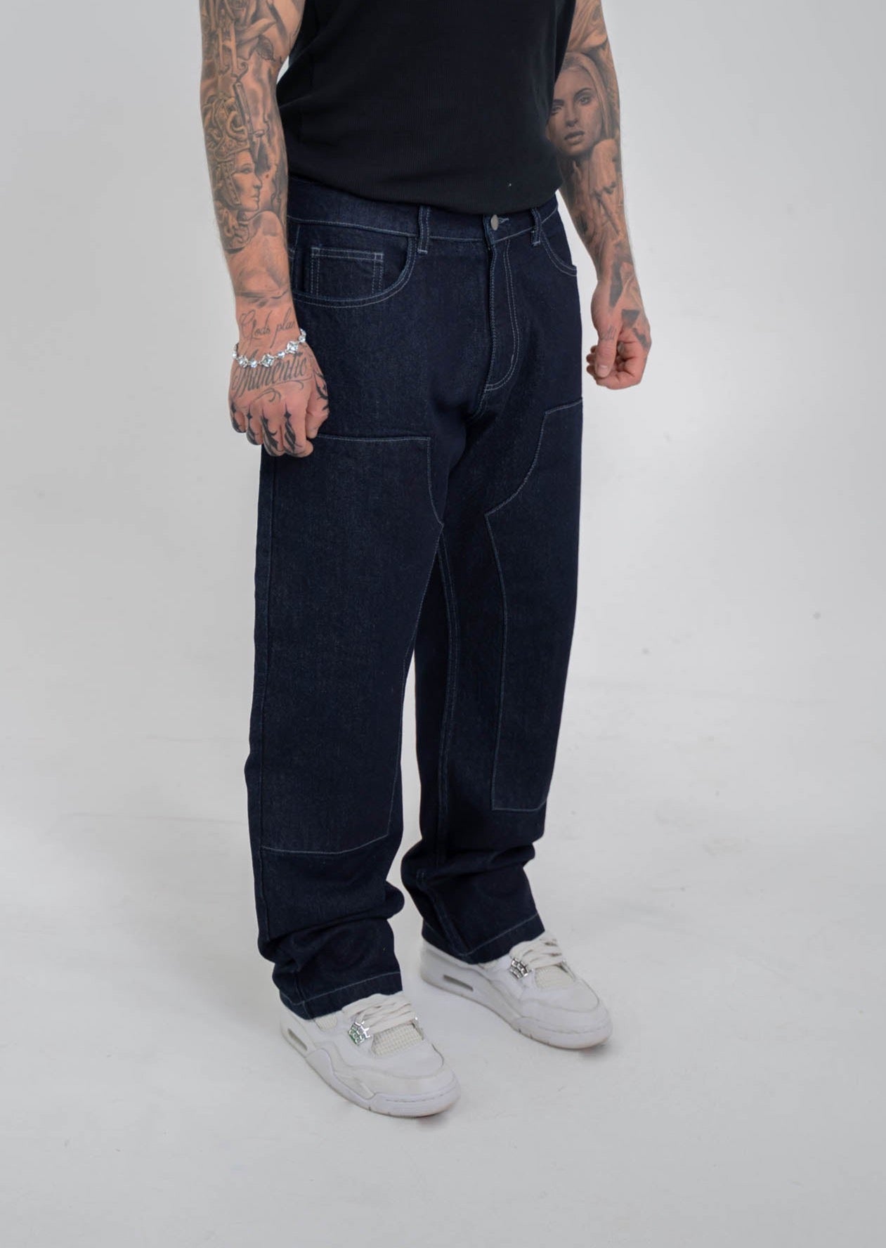 Streetwear Blank | CARPENTERPANT RAW DENIM BLUE | LEMUTA